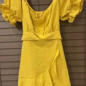 Chic Asymmetrical Yellow Dress